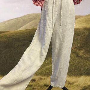 Quiet Luxury Minimalist Coquette Travel Work Career Job 100% Linen Trouser Pants